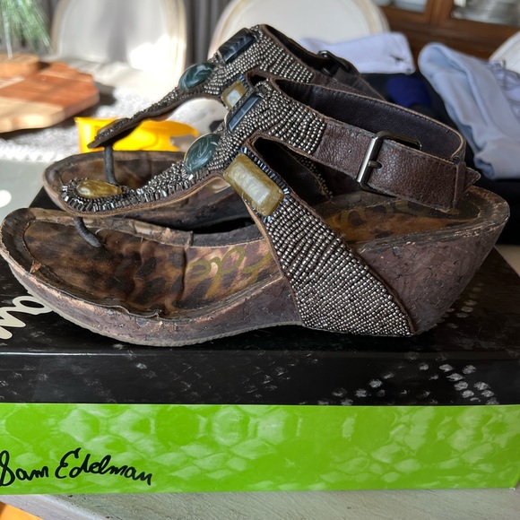 Sam Edelman Nalo pewter wedge sandal size 8.5 - Picture 2 of 6